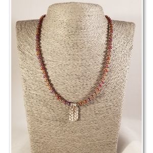 Miyuki Bead & Sterling Pendant Necklace
